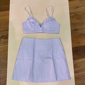 J. Crew Lavender and White Striped Skirt Set